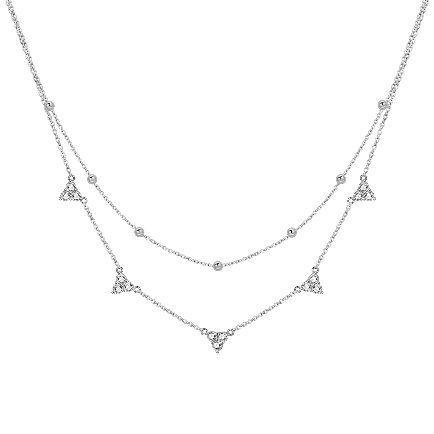 Layered Necklace Set - PANPOKI925 Collar de plata de ley