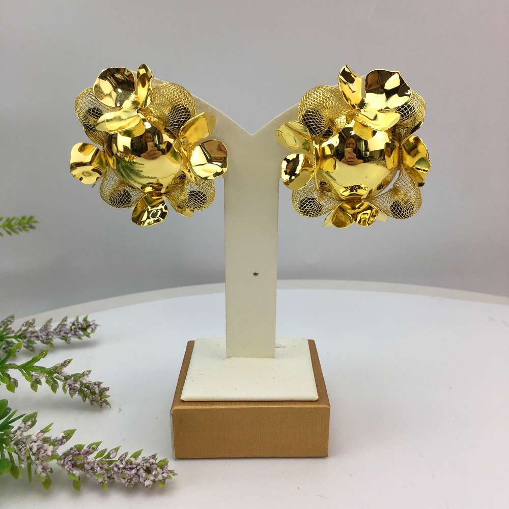 Yuminglai-pendientes dorados d - Women Accessories Dubai reseña y precio